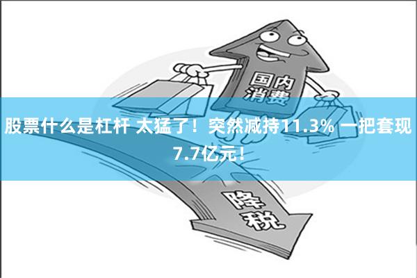 股票什么是杠杆 太猛了！突然减持11.3% 一把套现7.7亿元！