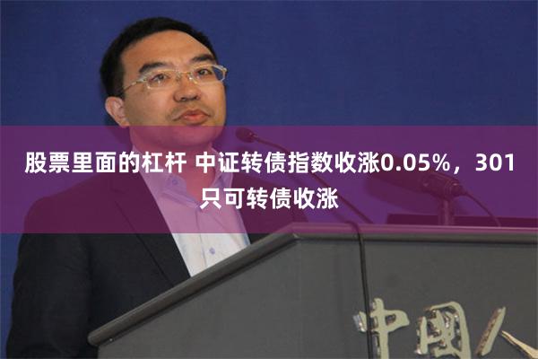 股票里面的杠杆 中证转债指数收涨0.05%，301只可转债收涨
