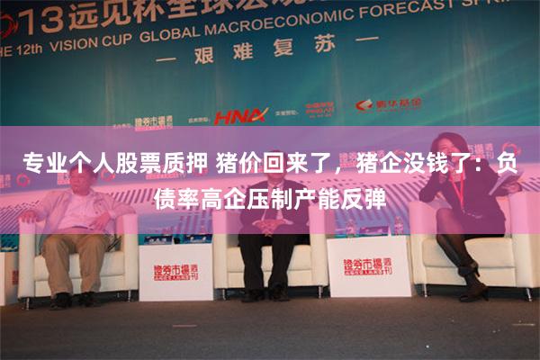 专业个人股票质押 猪价回来了，猪企没钱了：负债率高企压制产能反弹