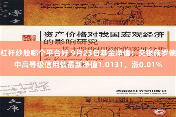 杠杆炒股哪个平台好 9月23日基金净值：交银施罗德中高等级信用债最新净值1.0131，涨0.01%