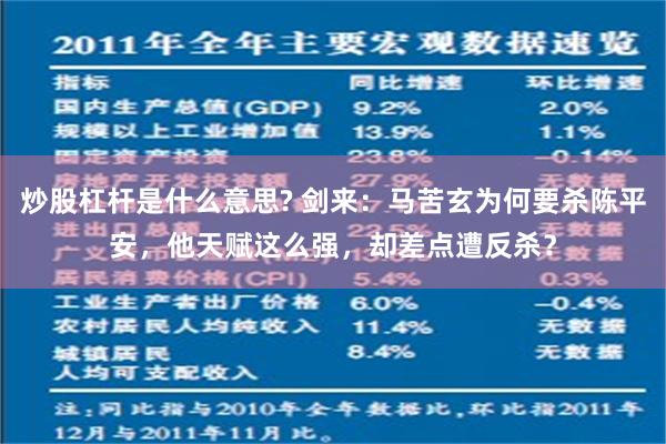 炒股杠杆是什么意思? 剑来：马苦玄为何要杀陈平安，他天赋这么强，却差点遭反杀？