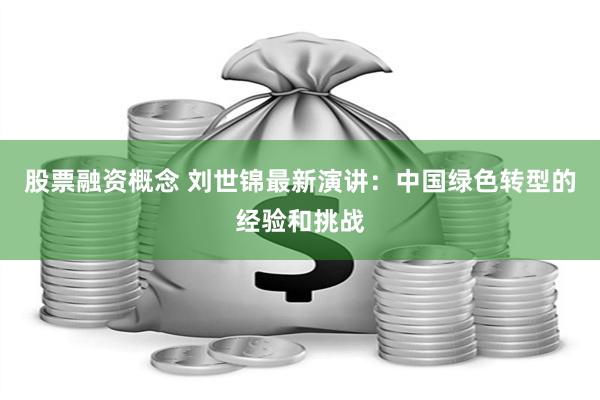 股票融资概念 刘世锦最新演讲：中国绿色转型的经验和挑战