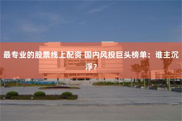 最专业的股票线上配资 国内风投巨头榜单：谁主沉浮？