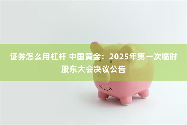 证券怎么用杠杆 中国黄金：2025年第一次临时股东大会决议公告