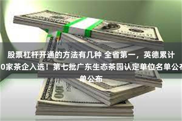 股票杠杆开通的方法有几种 全省第一,英德累计50家茶企入选!第七批广东生态茶园认定单位名单公布