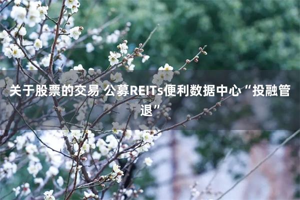 关于股票的交易 公募REITs便利数据中心“投融管退”