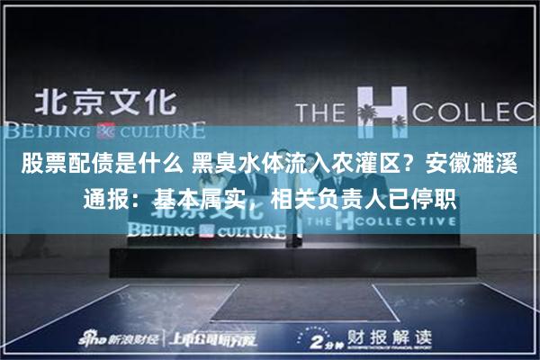 股票配债是什么 黑臭水体流入农灌区？安徽濉溪通报：基本属实，相关负责人已停职